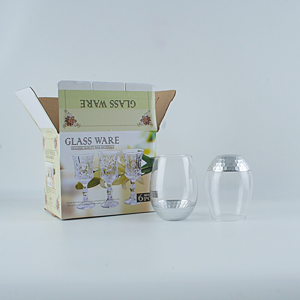 Sliver Wine Glass Shatterproof Highball Glass Red Wine Tumbler Glasses Cups Reusable Transparent Fruit Juice Beer Water Cup
