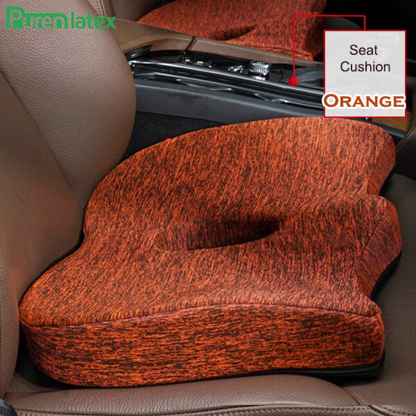 Purenlatex Auto Kussen Auto Zitkussen Memory Foam Orthopedisch Kussen Voor Office Pad Stuitbeen Kussen Ischias Rugpijn Relief: Orange 1 Piece Set
