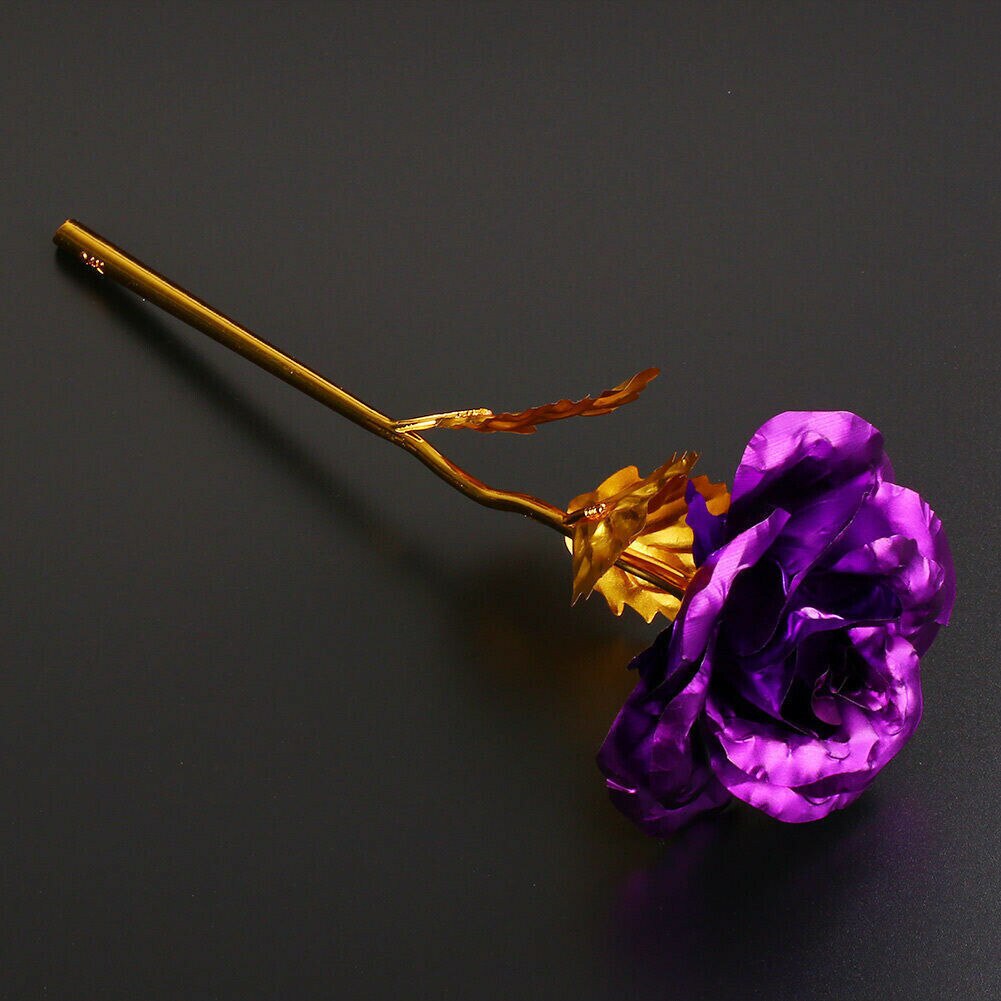 Beautiful 24k Gold Plated Golden Rose Flowers Anniversary Mothers Day Girlfriend Artificial Flowers: Purple