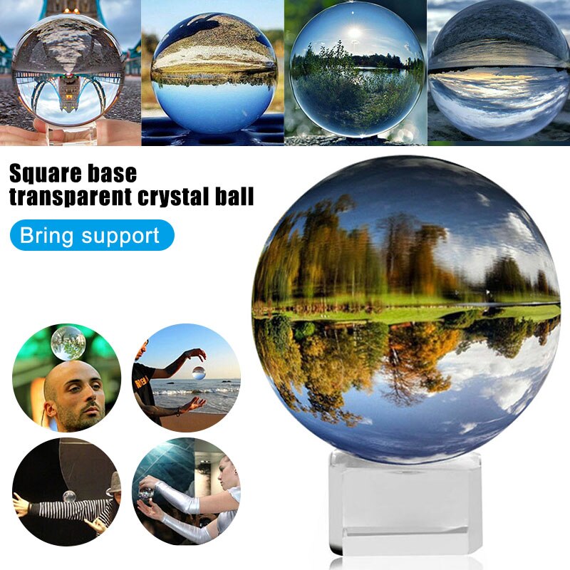 Transparent Crystal Ball with Stand Decorative Accessory Magic Tool Light Sphere Glass Ball YH-17