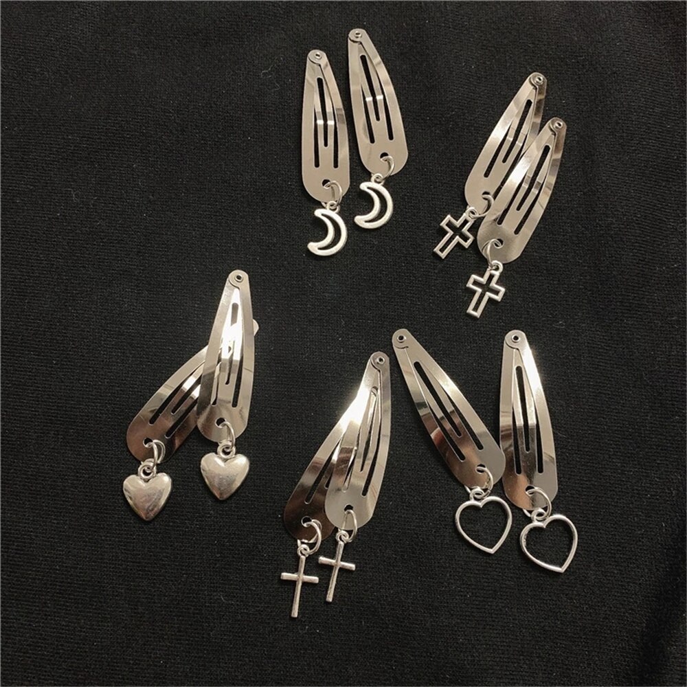 6 Pz/set Nero Geometrico Cuore Stella Fermaglio Per Capelli BB Forcine