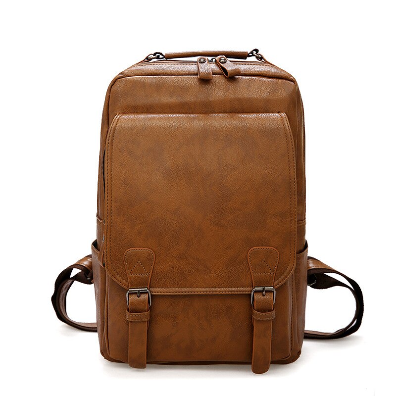 Vintage Laptop Rugzak Mannen Waterdichte Bagpack Kaki Reizen Mannen Tas Pu Lederen Rugzakken Grote Capaciteit Mannelijke Mochila Tassen Voor Mannen: Dk Khaki