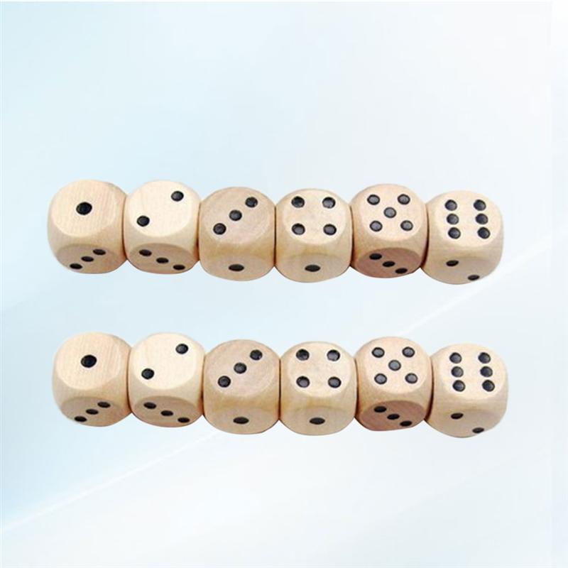 10pcs Wood Dice 16mm Six Sides Durable Yard Dices Sieve Wooden Dice for Games Playing