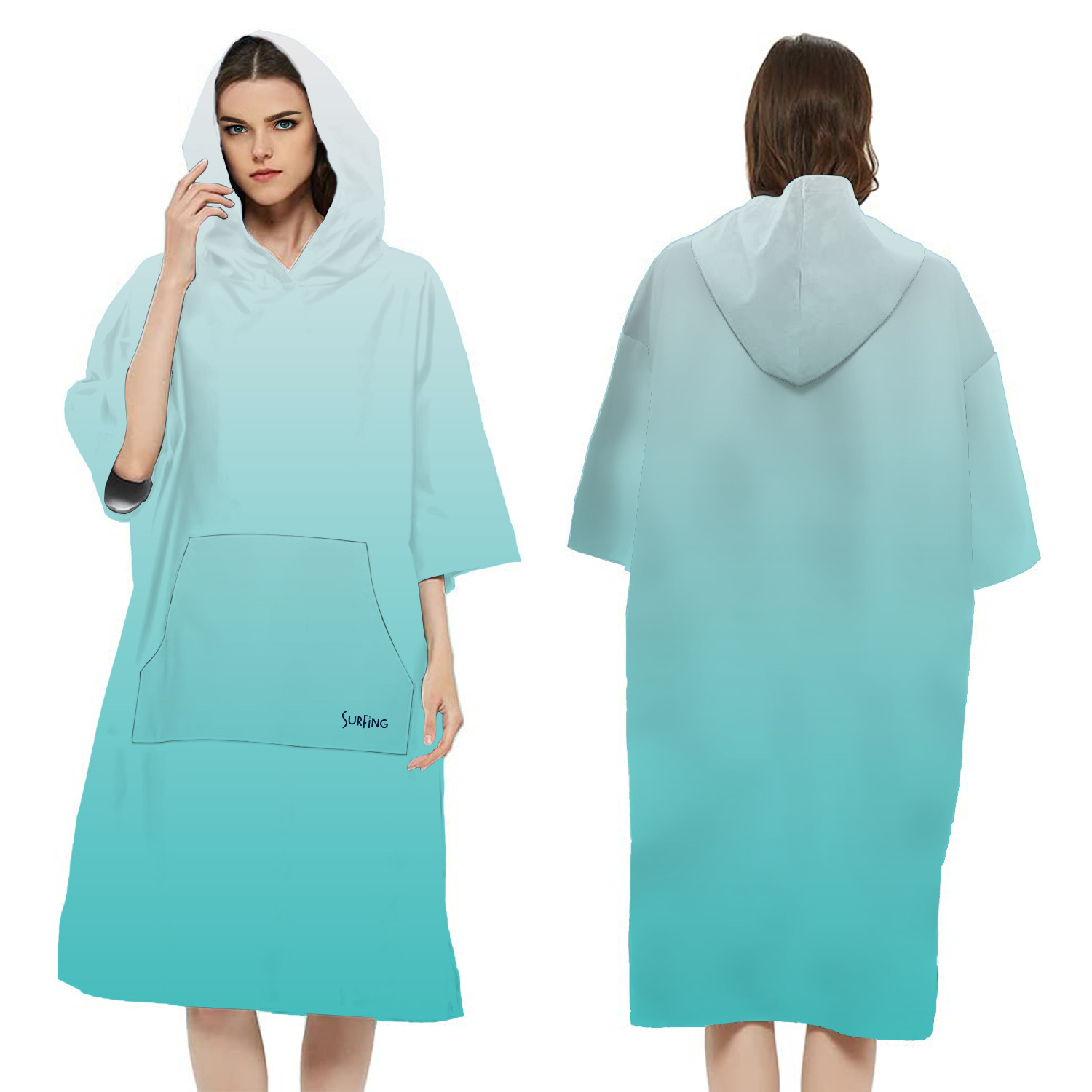 Frau Taucheranzug Wechsel Robe Poncho schnell trocknende Kapuze Badet uch Bademantel Strand Schwimmen Surf handtuch Erwachsener Mann: YELLOW