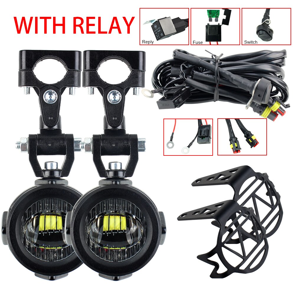 Led -lisävalot bmw -moottoripyörälle 40w 6000k -piste -sumuvalot bmw  r1200gs f800gs f700gs f650 k1600: lle: 1 sarja releellä