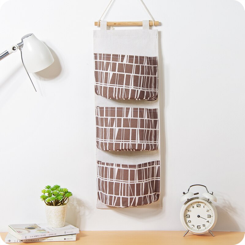 Nueva bolsa de almacenamiento para colgar en la pared de tela de algodón para organizar un bolsillo de almacenamiento para decorar la cocina, el baño y la sala de estar 65631