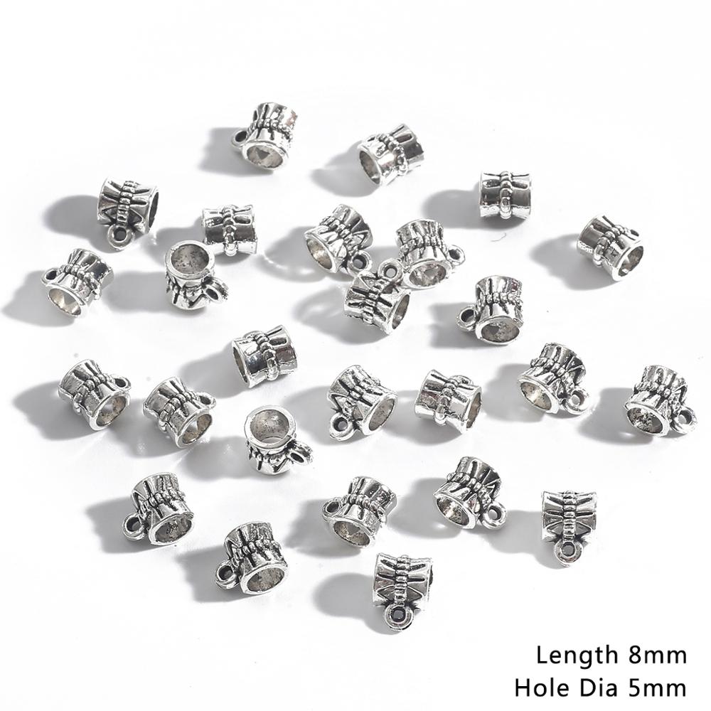 20pcs Bail bead Connector Charms 4-9MM Antique Silver Necklace Clasps for DIY Jewelry Findings Accessories: 12