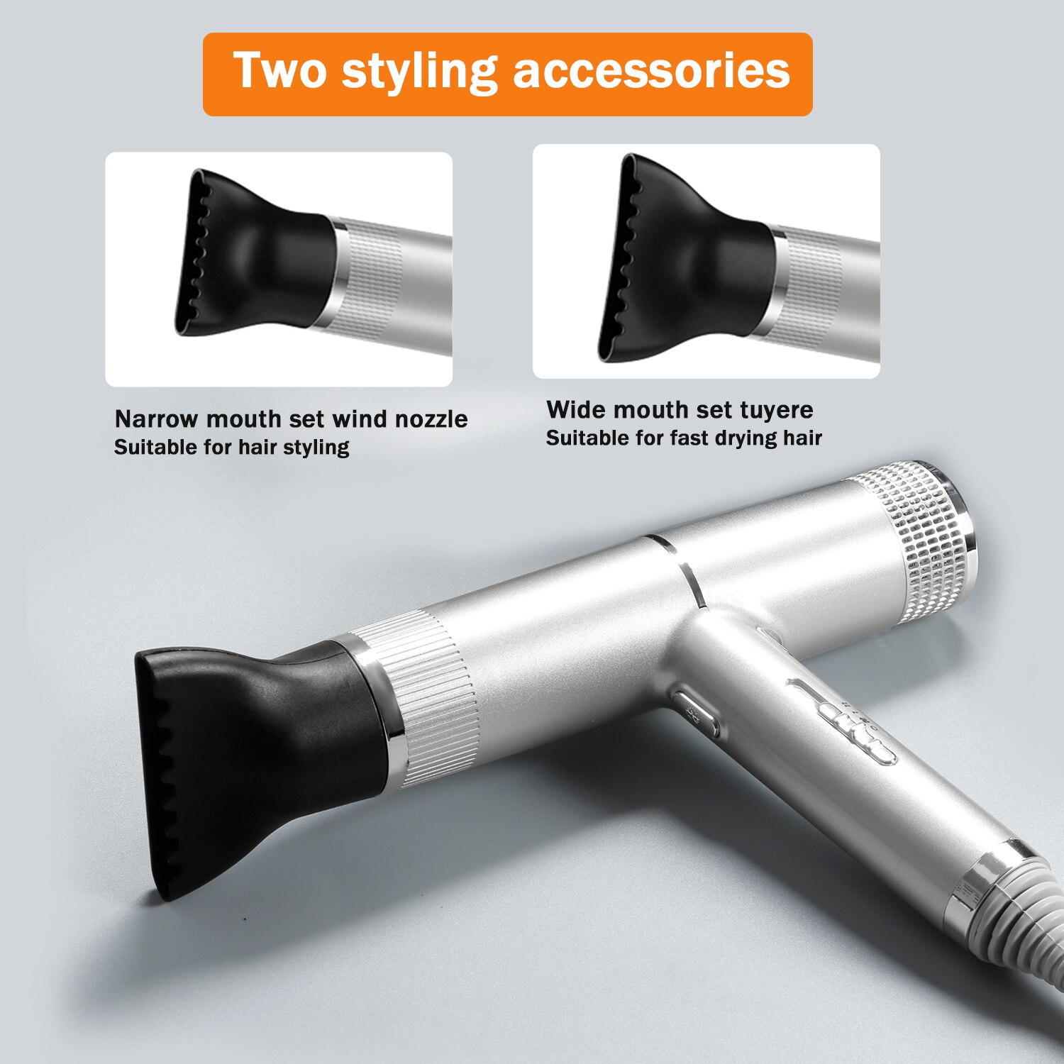 Hair Dryer 700W Fast Drying Hairdryer Blowdryer with Concentrator Nozzle for Home Salon 3 Heat Settings Blow Dryer
