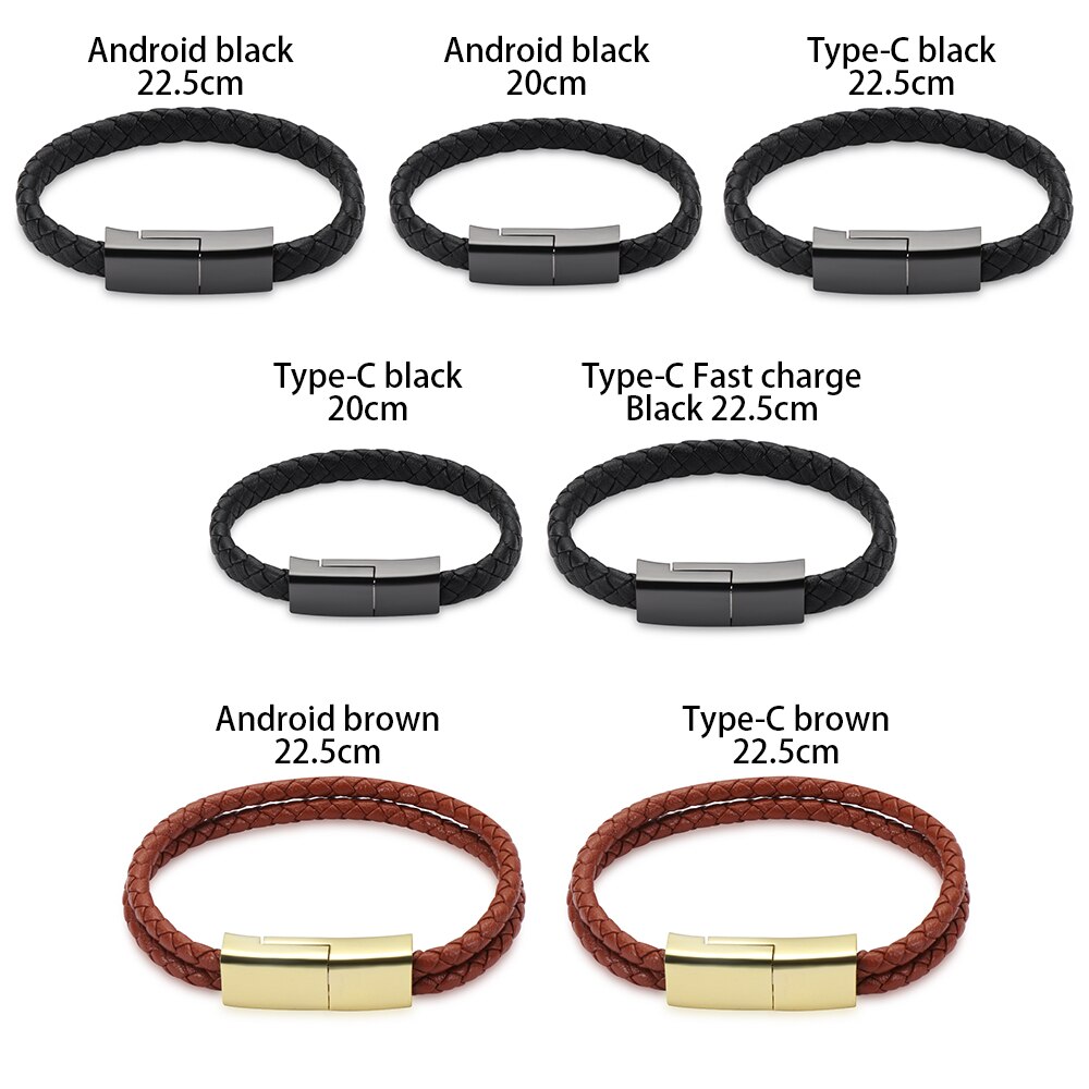 Nowy styl rodzaj USB C kabel robić transmisji danych skórzana bransoletka moda mini przenośny ładowanie szybki kabel synchronizujący i ładujący bransoletkę z nadgarstkiem