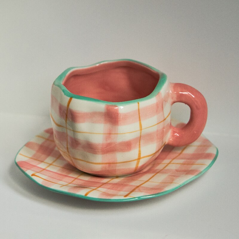 Tasse à café en céramique de Style coréen, motif de fleurs peintes à la main, petit déjeuner, tasse à lait: Set B
