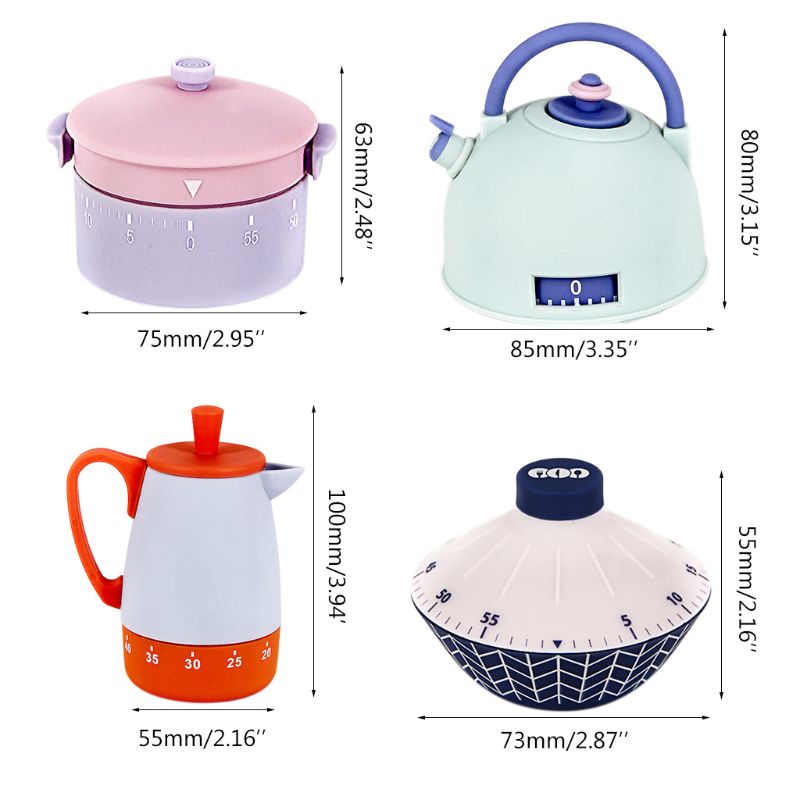 Cute Kitchenware Shape Mechanical Kitchen Timer Loud 60 Minutes Time Interval Cooking Timer Reminder Alarm Time Manager Stopwatc