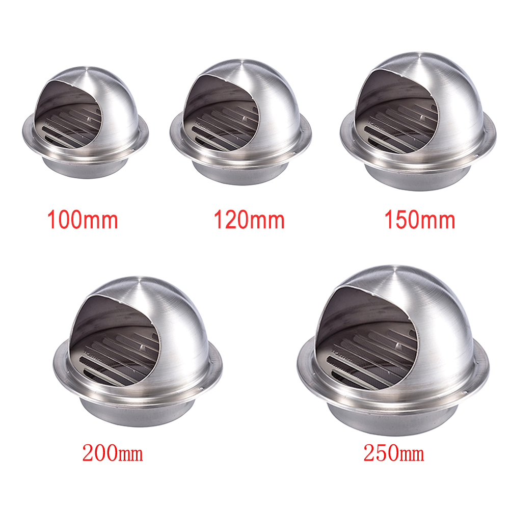 100/120/150/200/250mm rvs afzuigkap, kap externe muur vent cap ventilatie cap air ventilatie ventilator