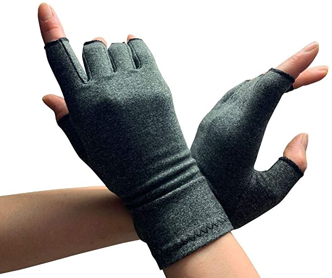 Kompression gigt handsker til kvinder mænd fingerløse ledsmerter lindring halvfinger seler terapi håndledsstøtte anti-slip handsker: S