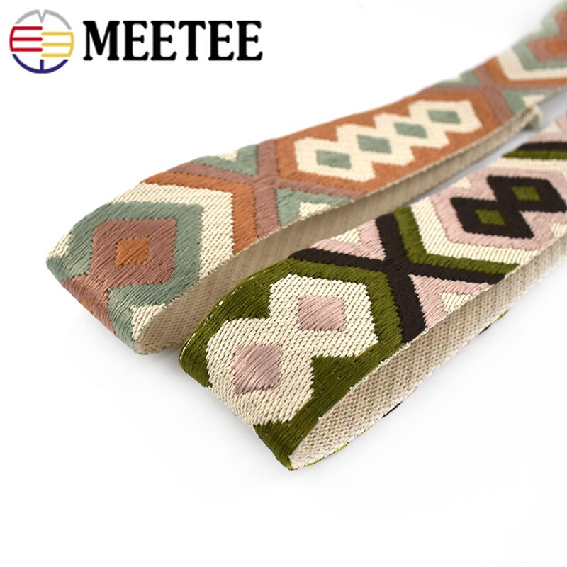 Meetee 2M 50Mm 2Mm Dik Polyester Jacquard Webbing Bag Riem Riem Geweven Patroon Lint Band Diy Kledingstuk naaien Omboordsels Tape