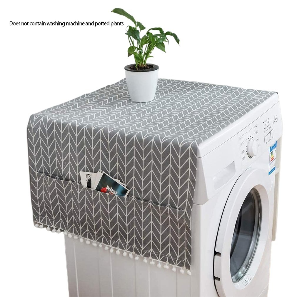 Polyester katoenen hoes wasmachine stofhoezen koelkast stofbeschermer met opbergzak schone huisdecoratie