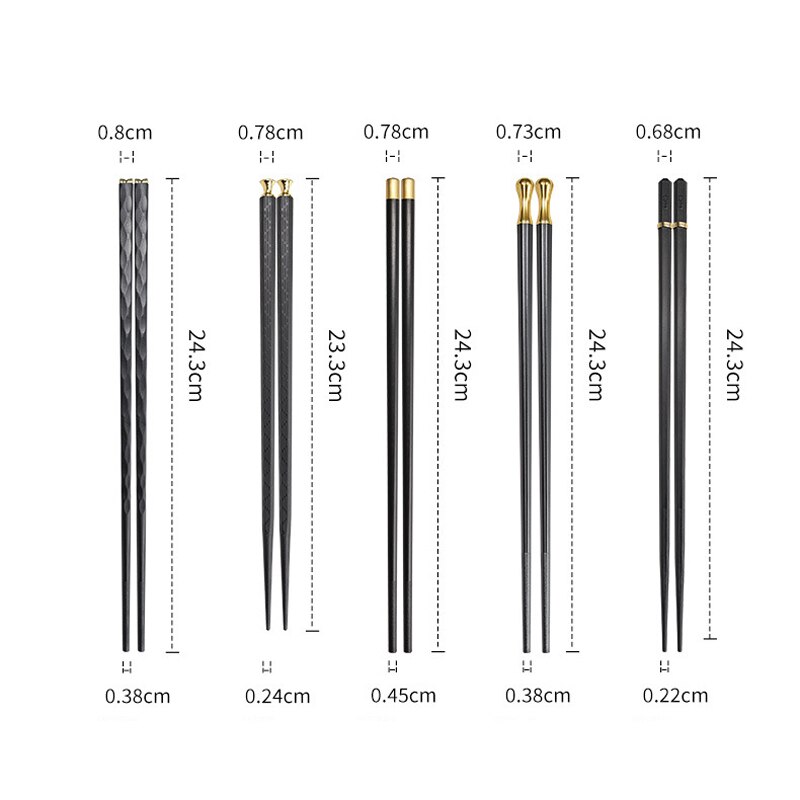 Japanese Chinese Chopsticks for Non-slip Food Sushi Sticks Reusable Metal Korean Healthy Alloy Chopsticks Set Tableware 5 Pairs