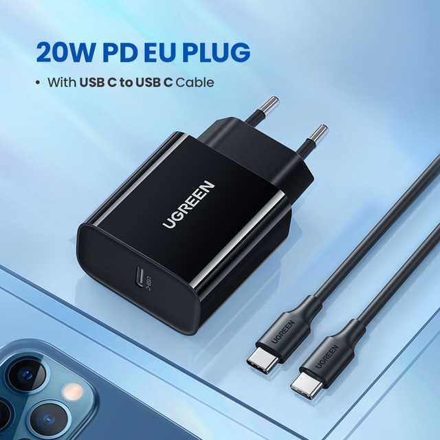 Ugreen pd carregador 20w qc4.0 qc3.0 usb tipo c carregador rápido carga rápida 4.0 3.0 qc para iphone 13 12 pro xs 8 xiaomi carregador de telefone: Black add C-C