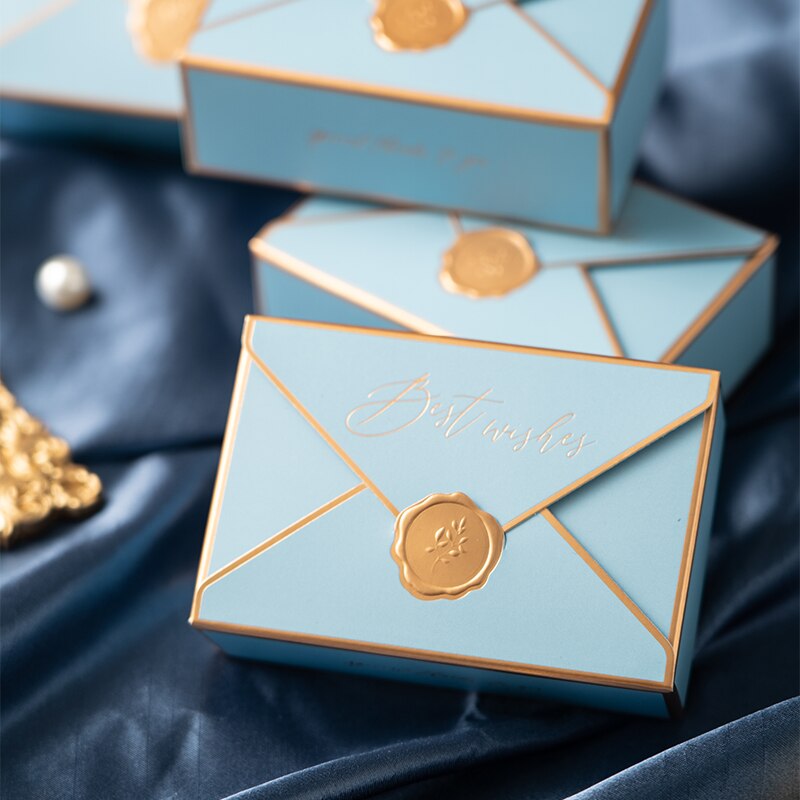 10 stücke retro Rosa Hochzeit Zucker Schokolade Kasten Hochzeit Bevorzugt Süßigkeit Kasten Partei Liefert Verpackung Boxen: hell  Blau