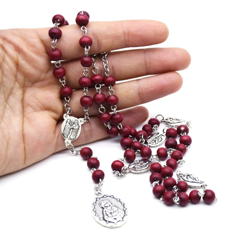 Rosenkranz Halskette Katholischen Jungfrau Maria Anhänger Halsketten Korn Lange Kette Männer Frauen Christian Schmuck