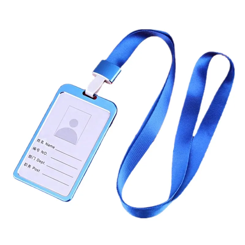 Metal Working Permit Case Badge Holder Exhibition Name ID Card Holder Card Cover Lanyard Staff Work Pass Card Sleeve Neck Strap: GRAY