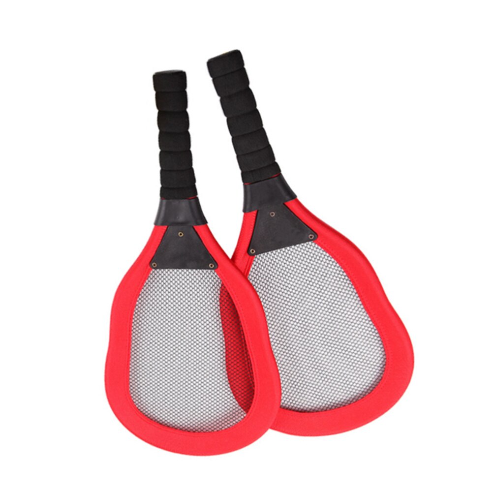 5Pcs Sport Speelgoed Kinderen Doek Art Tennisracket Badminton Strand Racket Kids Outdoor Benodigdheden (Rood 2 Stuks racket + 1Pc Badminton