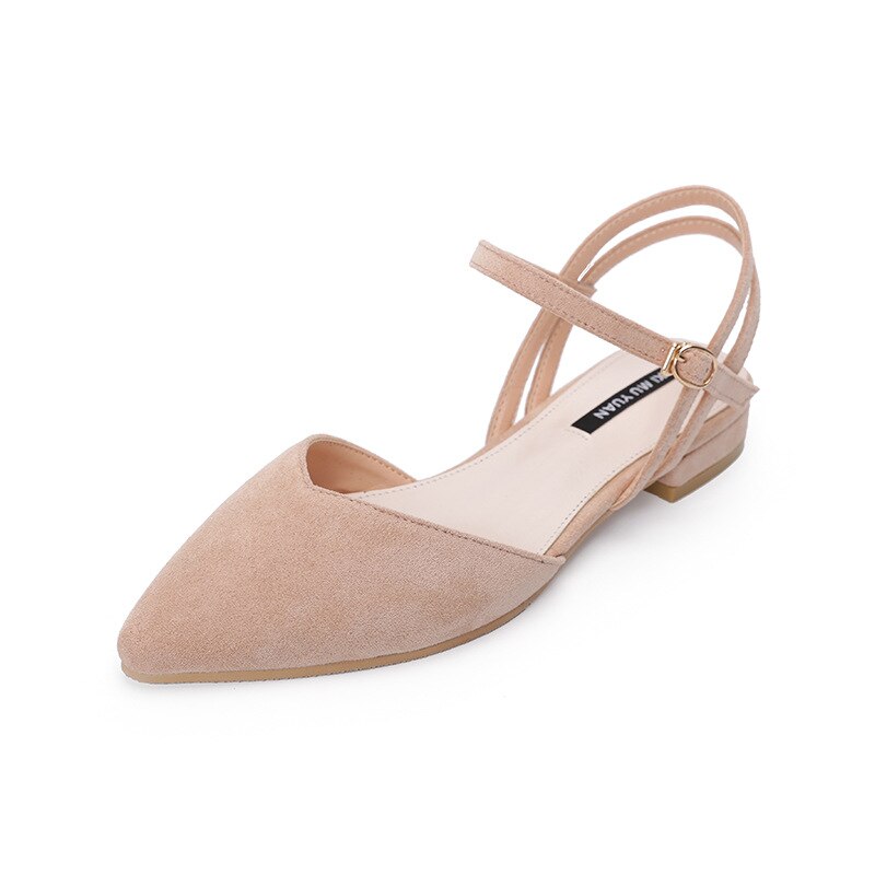 Biurowa, damska obuwie letnie zamknięte Toe sandały damskie pasek z klamrą wąskie paski Sandalias Mujer Slingback sandały na płaskim obcasie rozmiar 41/42
