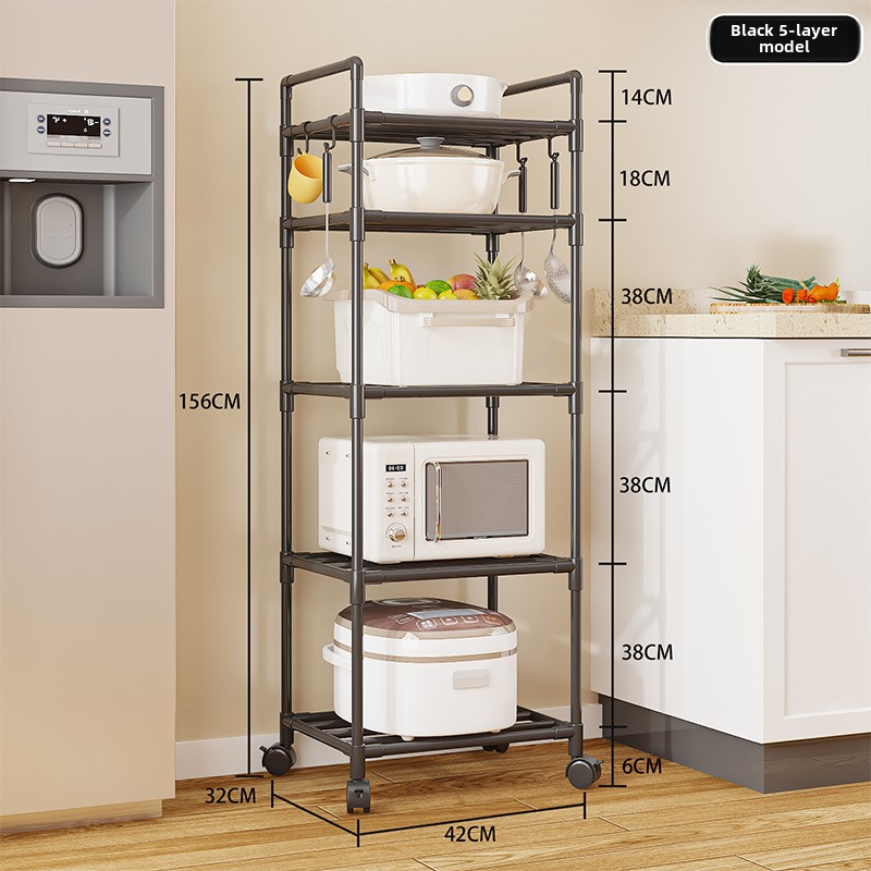 Household Microwave Stove Shelf Multi-Layer Kitchen Rack Multi Scene Bathroom Living Room Shelf Pantry Closet Kitchen Organizer: Emerald Green