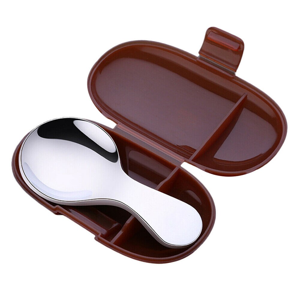 Tea Spoon Cute Children Round Stainless Steel Baby Ice Cream Soup Short Handled Safe Smooth Tableware For Kids: Khaki