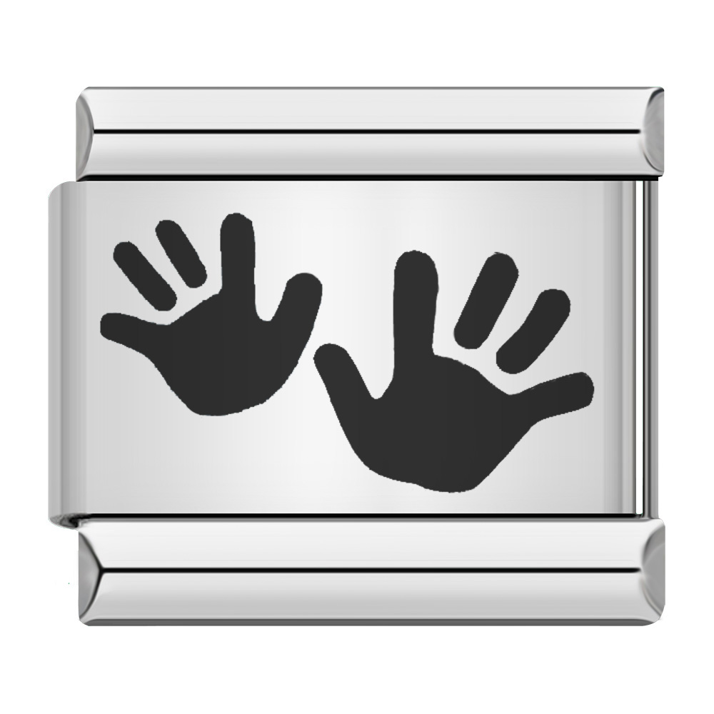 BestFriend Lovers Footprints I Love series Italian Charm Modular Links Fit 9mm Bracelets Stainless Steel Jewelry DIY Hand Making: Light Yellow Gold Color