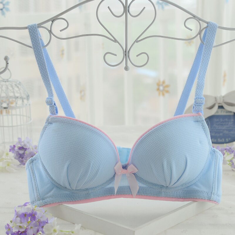 Famli Bras for teenagers training bra for kids Cute bow and comfortable Underwear for girls Made of cotton: Blue / 14