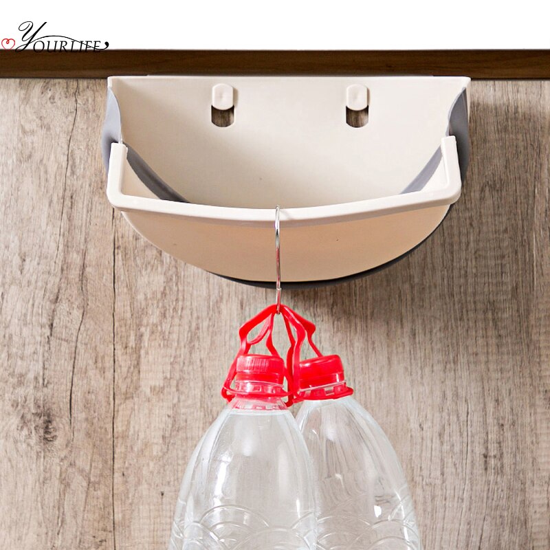 OYOURLIFE Folding Wall Mounted Trash Bin Recycle Bin Kitchen Cabinet Door Hanging Trash Can Holder Home Garbage Bin