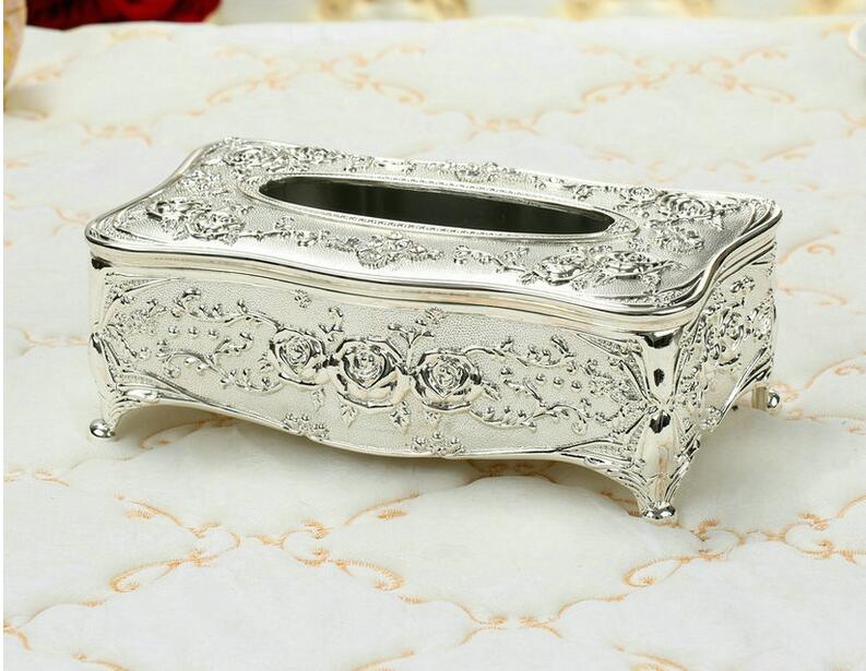 classic metal tissue box holder napkin box kleenex box kitchen tissue holder for table decorationZJH084: silver plated