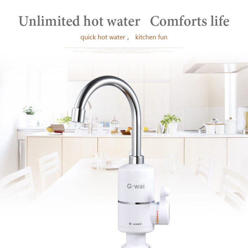 Tankless Electric Water Heater Kitchen Instant Water Tap Instantaneous Heater Verwarming Aquecedor 3000W With EU Plug 220V