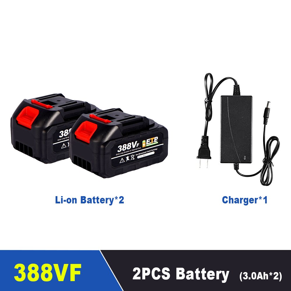 388VF Lithium Batterij 10 Cellen Grote Capaciteit 3000/4000Mah Geschikt Voor Elektrische Boormachines, hoek Slijpmachines En Elektrische Zagen: MT10-388VF x2 / VS
