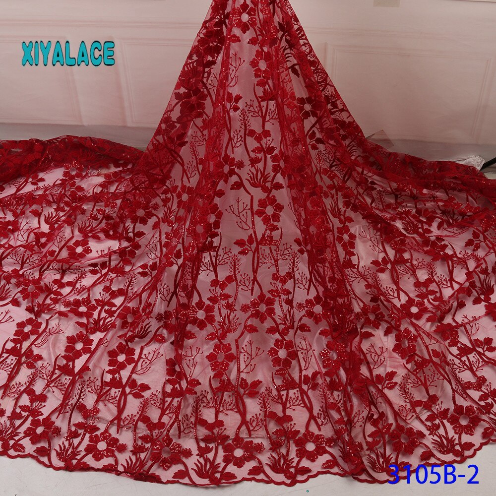 Franske pailletter blondestof kvinder brudekjole afrikansk blondestof blonde afrikansk tyl blondestof  ya3105b-5