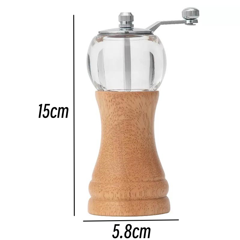 Hand-crank Pepper Grinder,Ceramic Core,Vase/Wine Jar/Sphere Style Spice Pepper Mill,Multi-purpose Salt Shakers,Wooden,BBQ Mill: MULTI