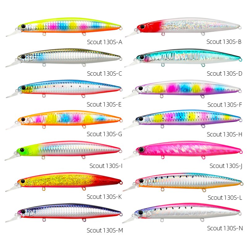 TSURINOYA 130S-señuelo de pesca de pececillo que se hunde, SCOUT, 130mm, 24g, fundición larga, lengüeta de lubina, cebos duros artificiales grandes para pesca en el mar