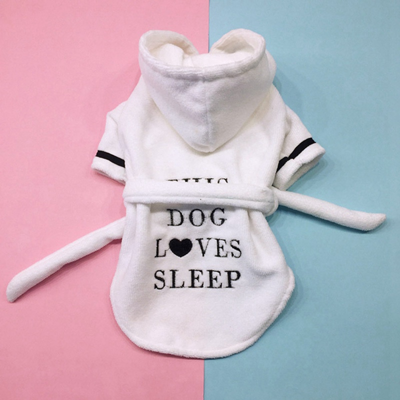 Kæledyr hund badekåbe hund pyjamas sove tøj indendørs blød kæledyr bad tørring håndklæde tøj til hvalp hund katte kæledyr tilbehør