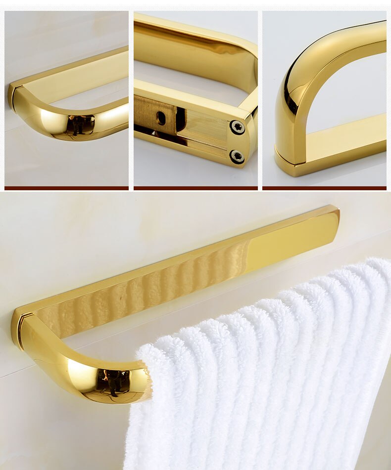 Single Bathroom Kitchen Towel Bar Towel Holder Antique Brass Golden Bathroom Tolwer Holder Rod