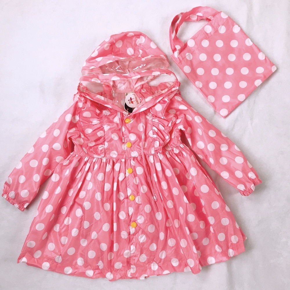 90-130Cm Stippen Kind Prinses Regenjas Regenkleding Voor Kid Meisjes Baby Regenjas Poncho Jas Waterdicht Outdoor wandelen