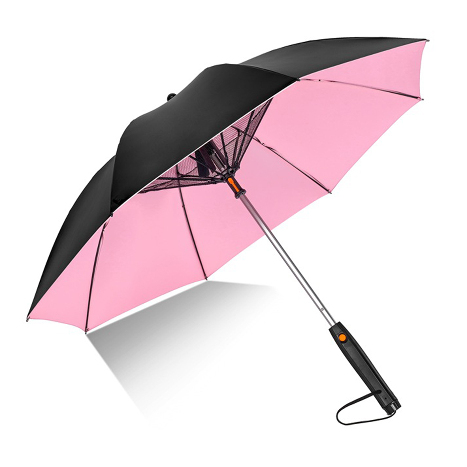 Zonneparaplu Met Ventilator Misting, Draagbare Ventilator Voor 50 + Zon, Verkoelende Paraplu, Zomerkoeler Voor Buitenstrand, Op Batterijen: Roze