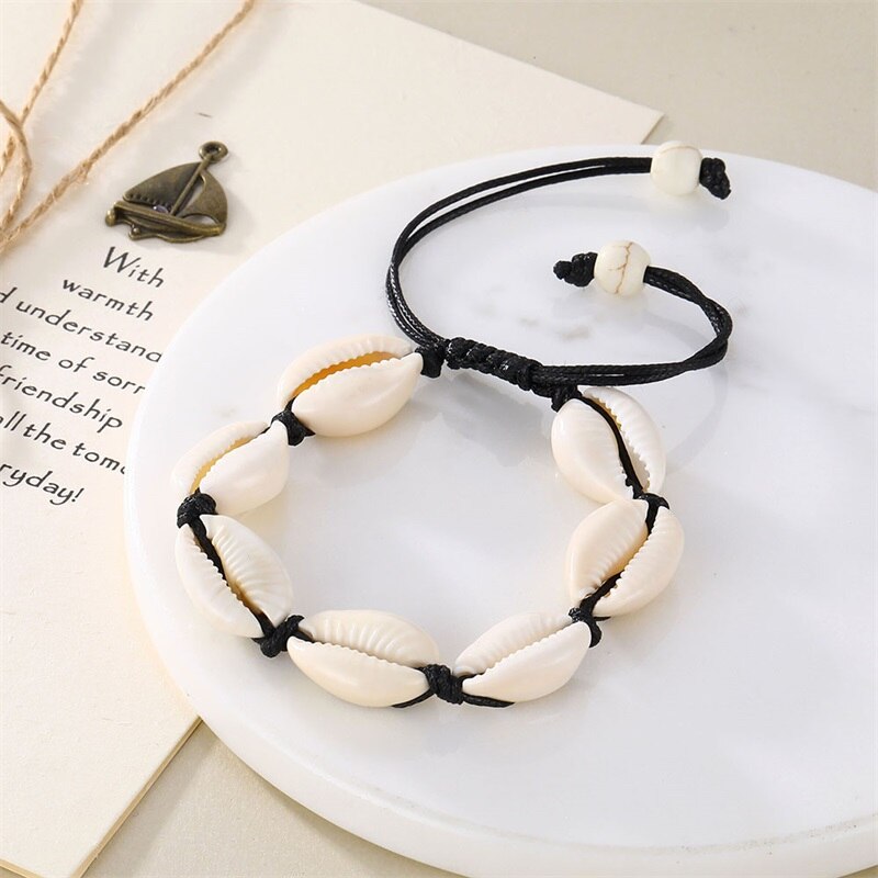 Vintage Boho Shell Conch Touw Ketting Enkelbanden Armband Voor Vrouwen Strand Shell Enkelband Sieraden Cadeau Been Chain Foot Enkelband