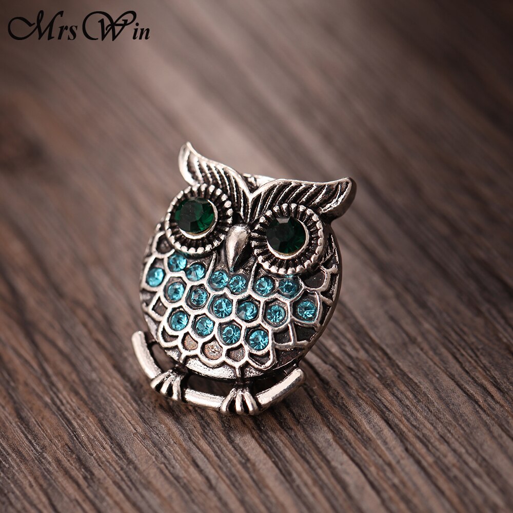 6pcs/lot Snap Jewelry Vintage Metal Owl Snap Button Fit 18MM Snap Bracelet for Women DIY Charms Jewelry