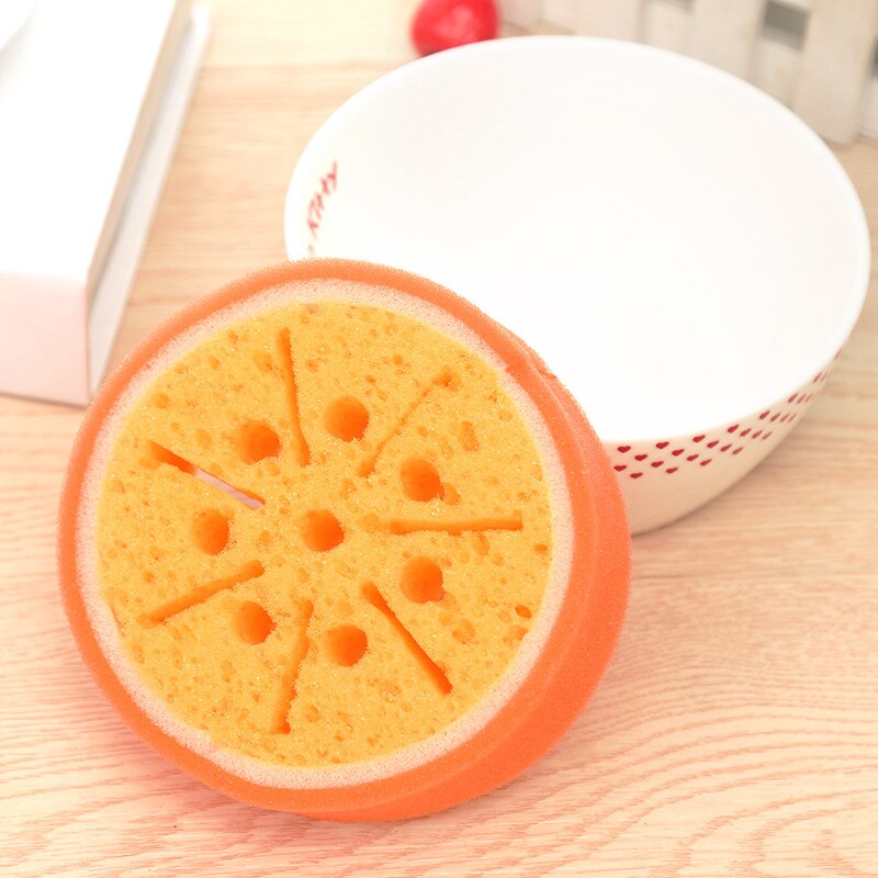 2Pcs Fruit Shape Cleaning Sponges Strawberry Hami Melon Sweet Orange Sponge Dishcloth Thickened Fruit Shape Sponge Dishcloth