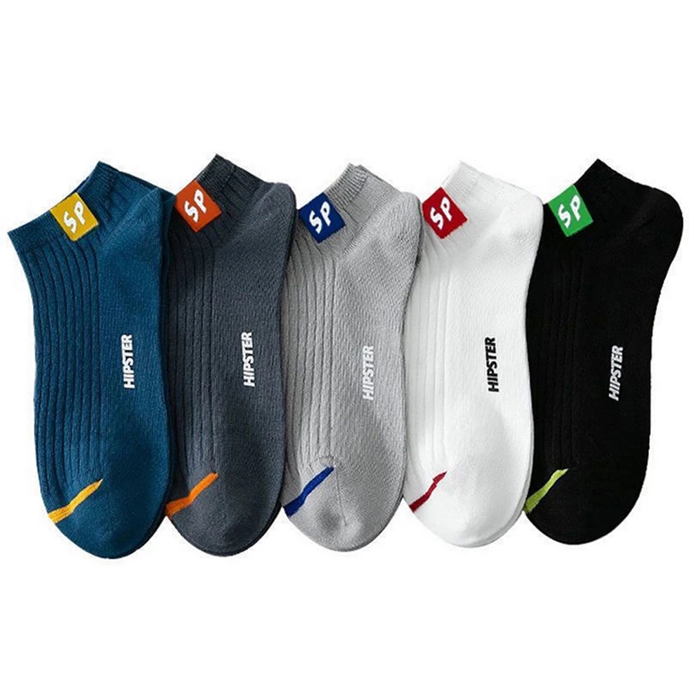 5 pares meias masculinas de alta qualidade primavera e outono engrossado respirável barco meias de corte baixo boca rasa meias casuais masculinas