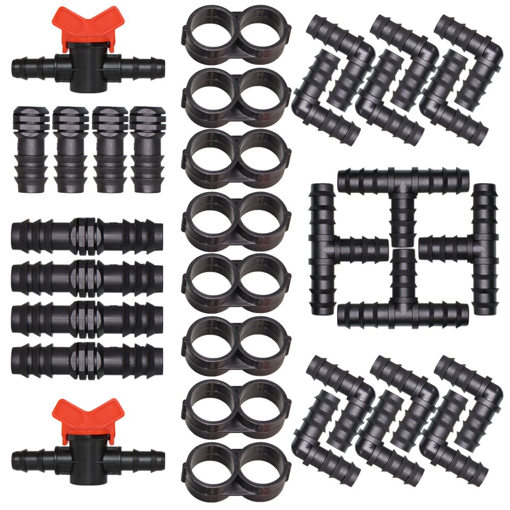 16mm PE Tubing Barbed Fittings Kit Garden Drip Watering Connectors Tee Elbow Coupling Cap Plug End 1/2" Hose Irrigation Adaptor