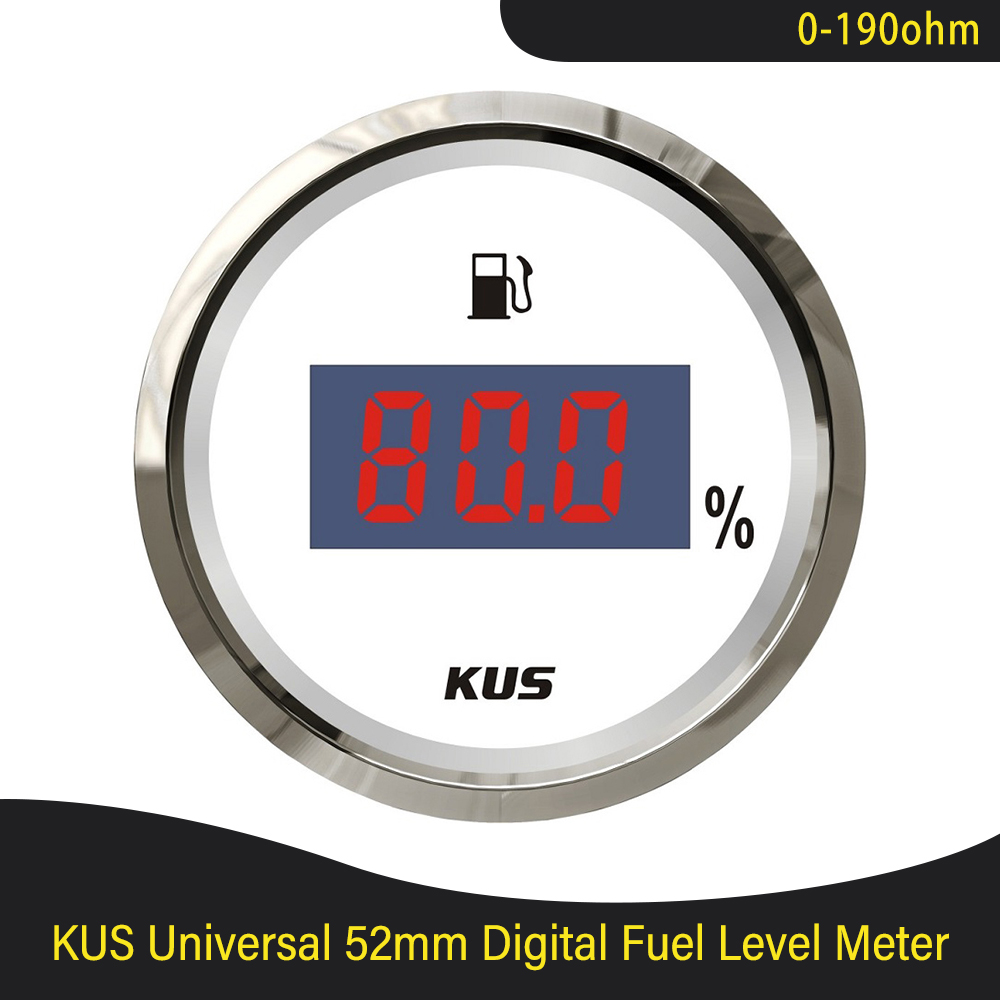 KUS 52mm 0-190 ohm 240-33 ohm Boat Fuel Level Gauge Waterproof Car Fuel Gauge with Red/Yellow Backlight fit Car Motorcycle Boat: Digital 0-190ohm WS