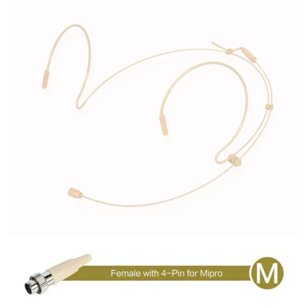 Hochwertiges Doppel-Ohrbügel-Headset-Mikrofon, am Kopf getragenes Mikrofon für kabellose Taschen, 3,5 mm, 4-polig: Silber