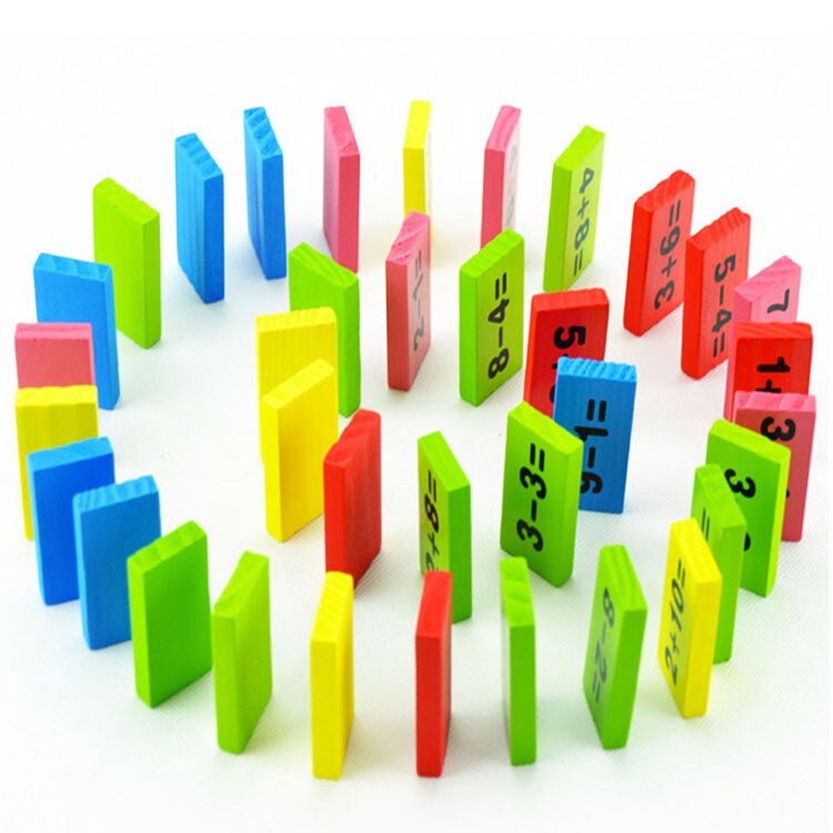 Kids Math Speelgoed Houten Multicolour Wiskunde Math Digitale Domino Set Blokken Vroeg Leren Speelgoed Voor Kinderen Educatief Speelgoed