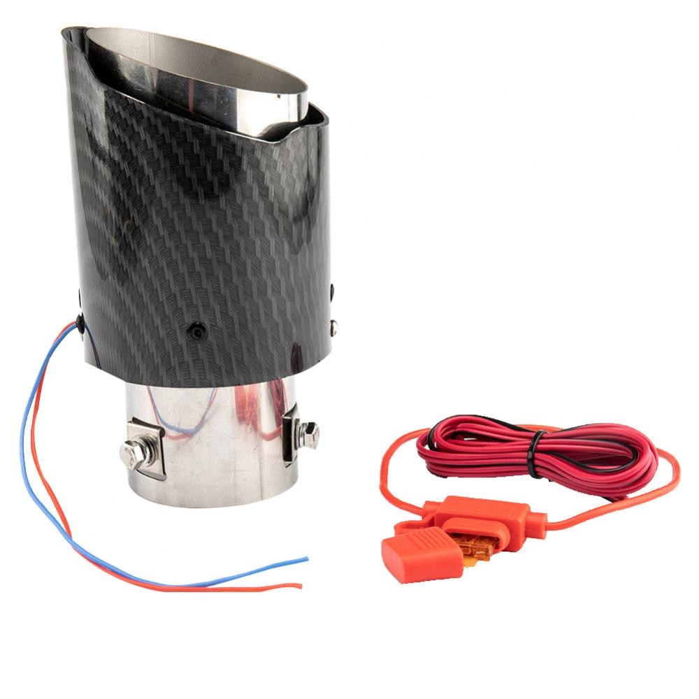 Uitlaat Tip Uitlaat Universele Auto Carbon Fiber Uitlaat Met Rood/Blauw Led Licht